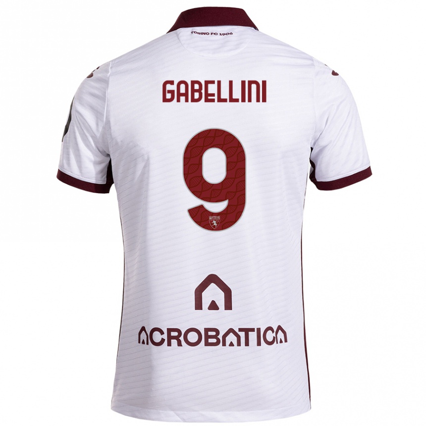 Kids Football Tommaso Gabellini #9 White Maroon Away Jersey 2024/25 T-Shirt Australia