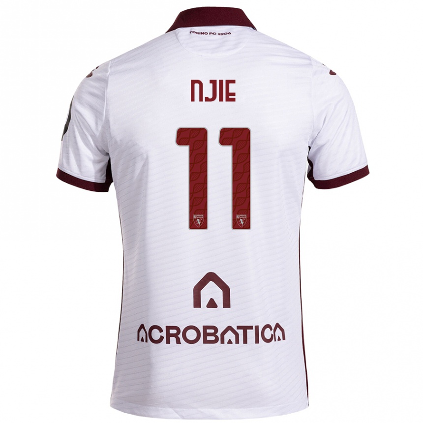 Kids Football Alieu Njie #11 White Maroon Away Jersey 2024/25 T-Shirt Australia