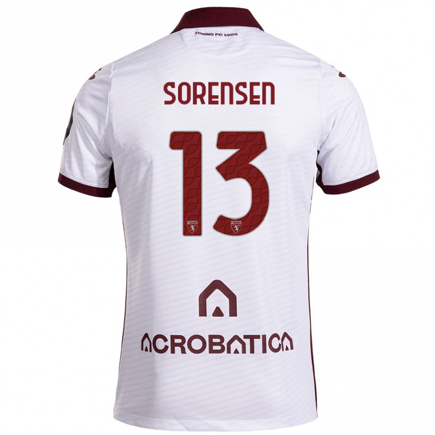 Kids Football Ben Sørensen #13 White Maroon Away Jersey 2024/25 T-Shirt Australia