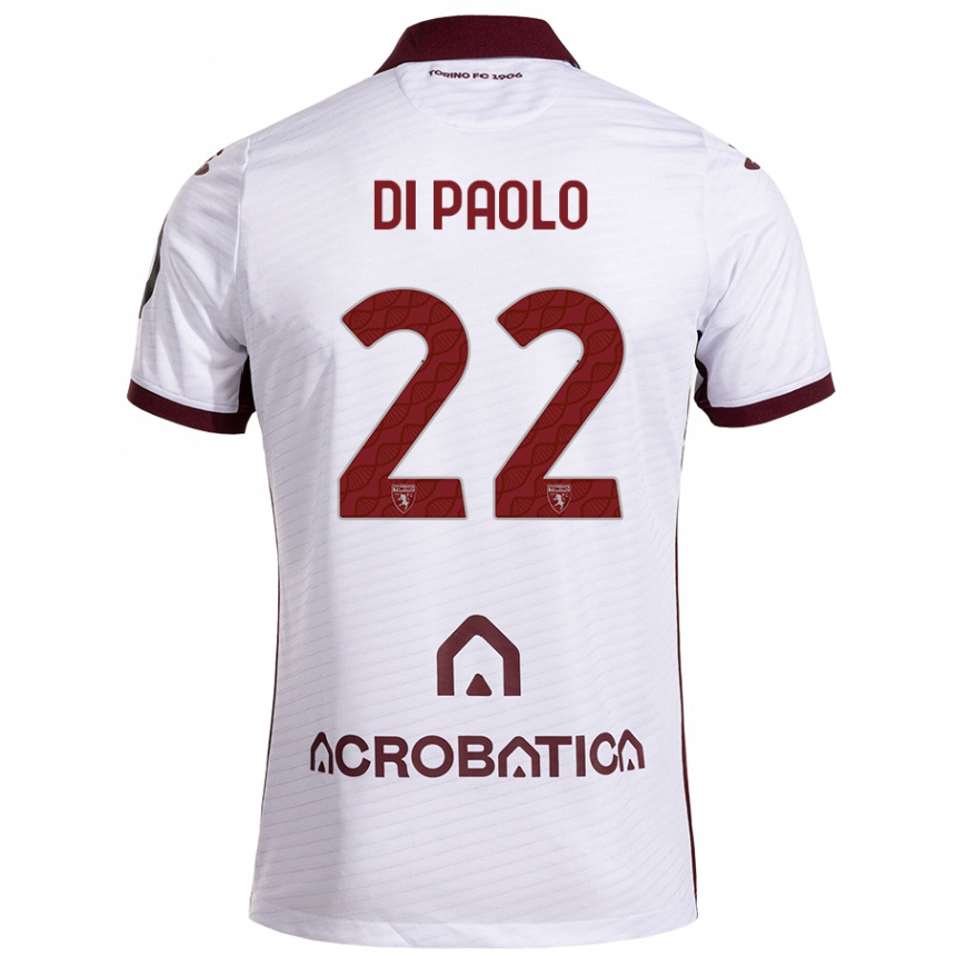 Kids Football Sebastiano Di Paolo #22 White Maroon Away Jersey 2024/25 T-Shirt Australia