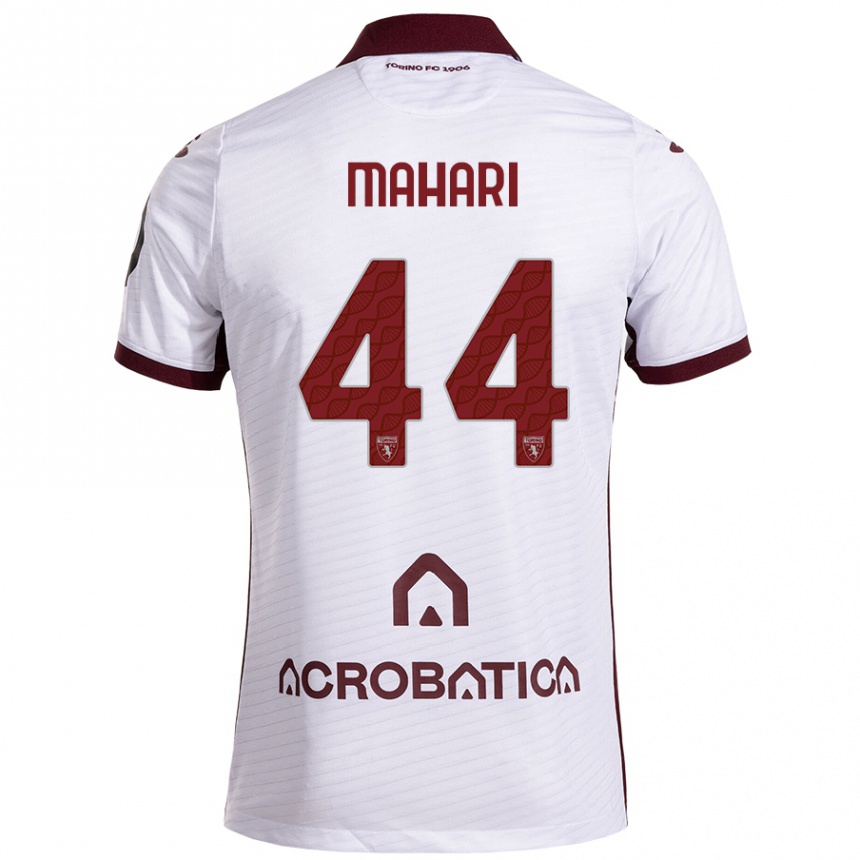 Kids Football Efdon Mahari #44 White Maroon Away Jersey 2024/25 T-Shirt Australia