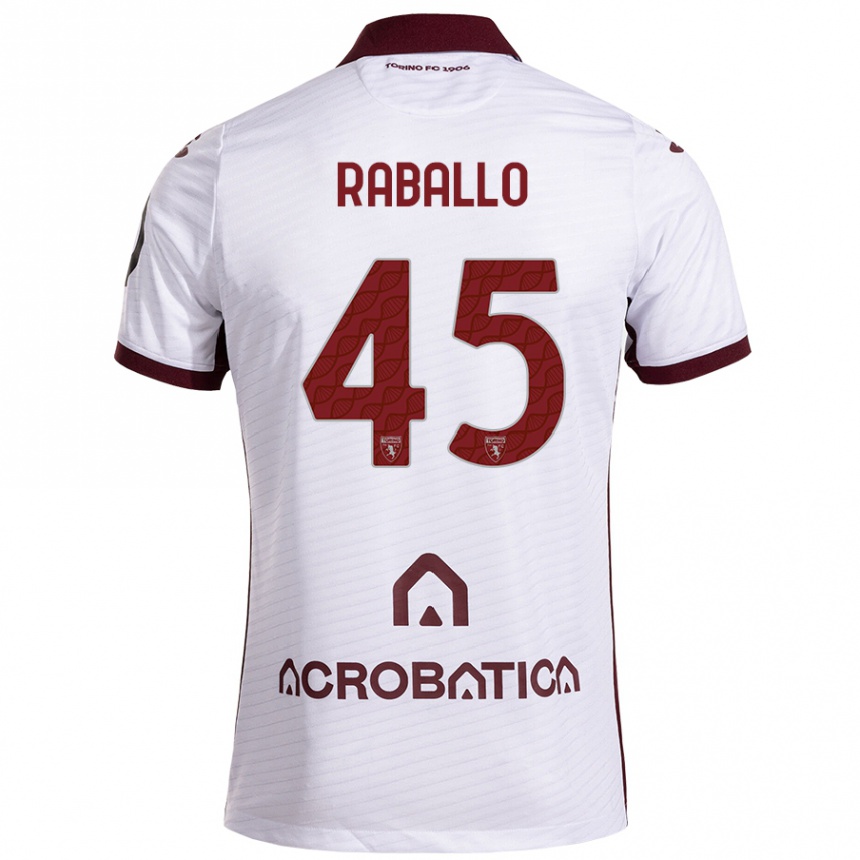 Kids Football Alessio Raballo #45 White Maroon Away Jersey 2024/25 T-Shirt Australia