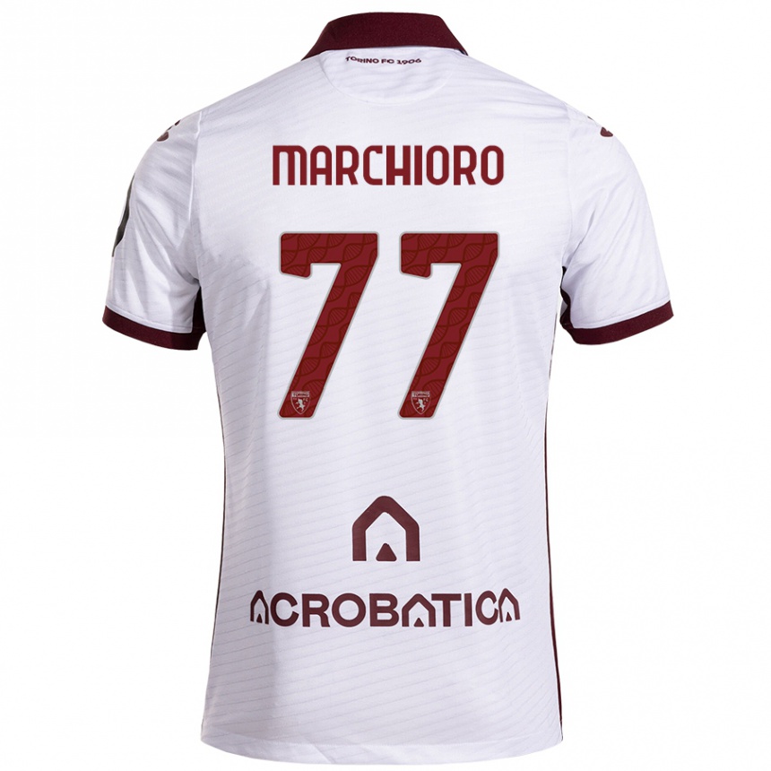 Kids Football Raffaele Marchioro #77 White Maroon Away Jersey 2024/25 T-Shirt Australia