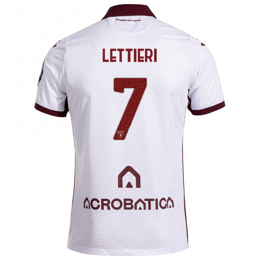 Kids Football Jessica Lettieri #7 White Maroon Away Jersey 2024/25 T-Shirt Australia