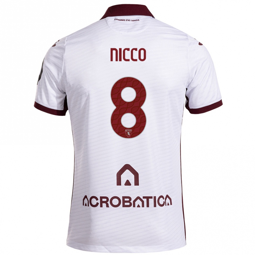 Kids Football Giada Nicco #8 White Maroon Away Jersey 2024/25 T-Shirt Australia