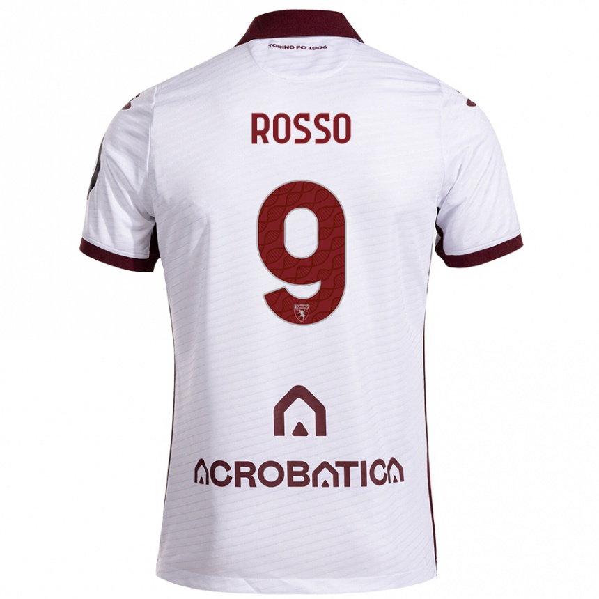 Kids Football Eleonora Rosso #9 White Maroon Away Jersey 2024/25 T-Shirt Australia