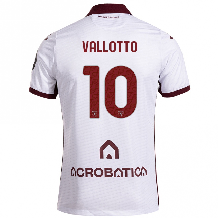 Kids Football Greta Vallotto #10 White Maroon Away Jersey 2024/25 T-Shirt Australia