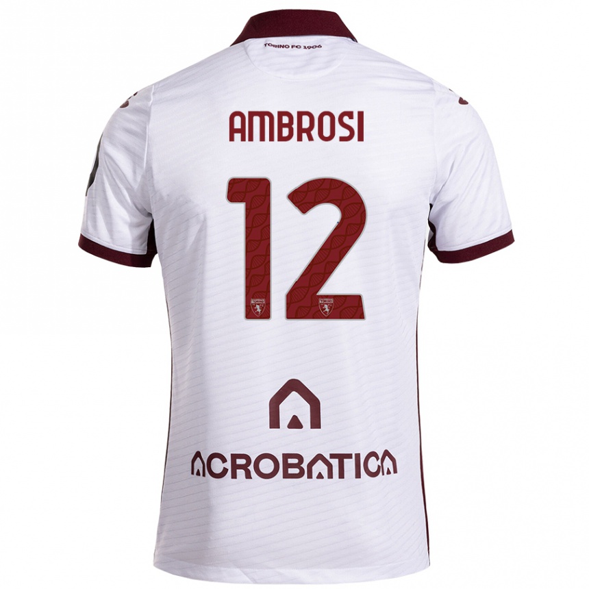 Kids Football Martina Ambrosi #12 White Maroon Away Jersey 2024/25 T-Shirt Australia