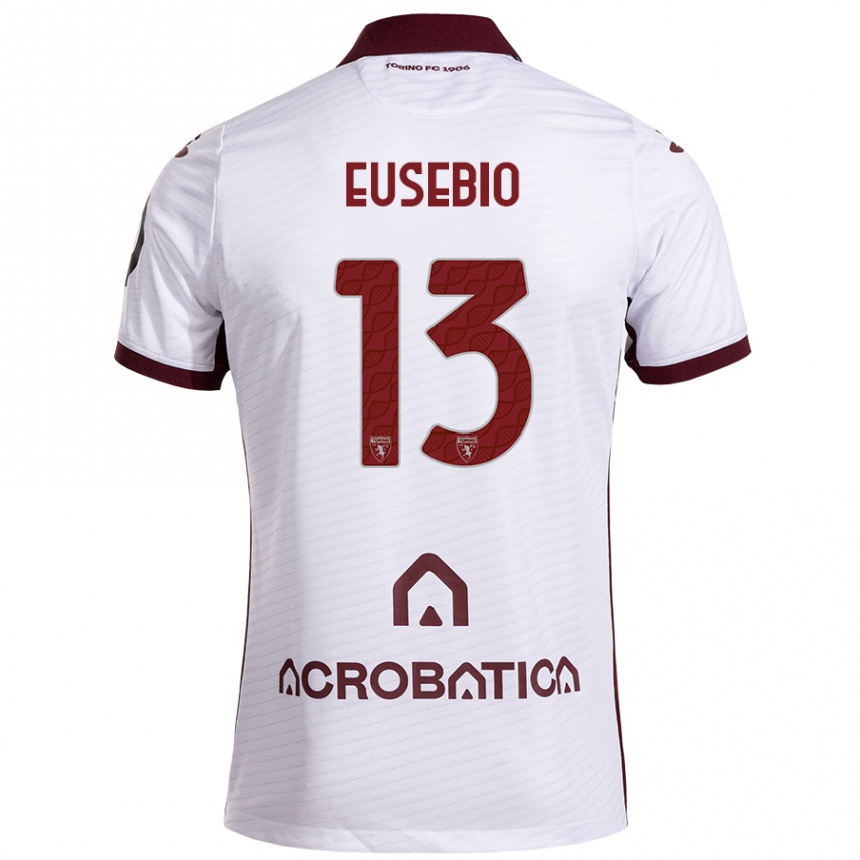 Kids Football Chiara Eusebio #13 White Maroon Away Jersey 2024/25 T-Shirt Australia