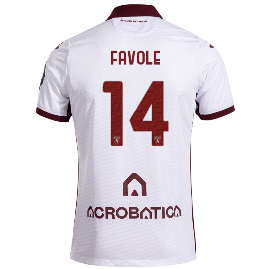 Kids Football Annalisa Favole #14 White Maroon Away Jersey 2024/25 T-Shirt Australia