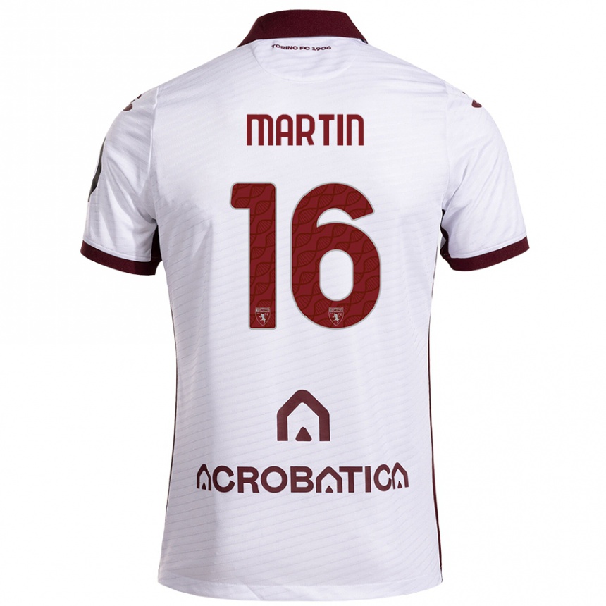 Kids Football Francesca Martin #16 White Maroon Away Jersey 2024/25 T-Shirt Australia