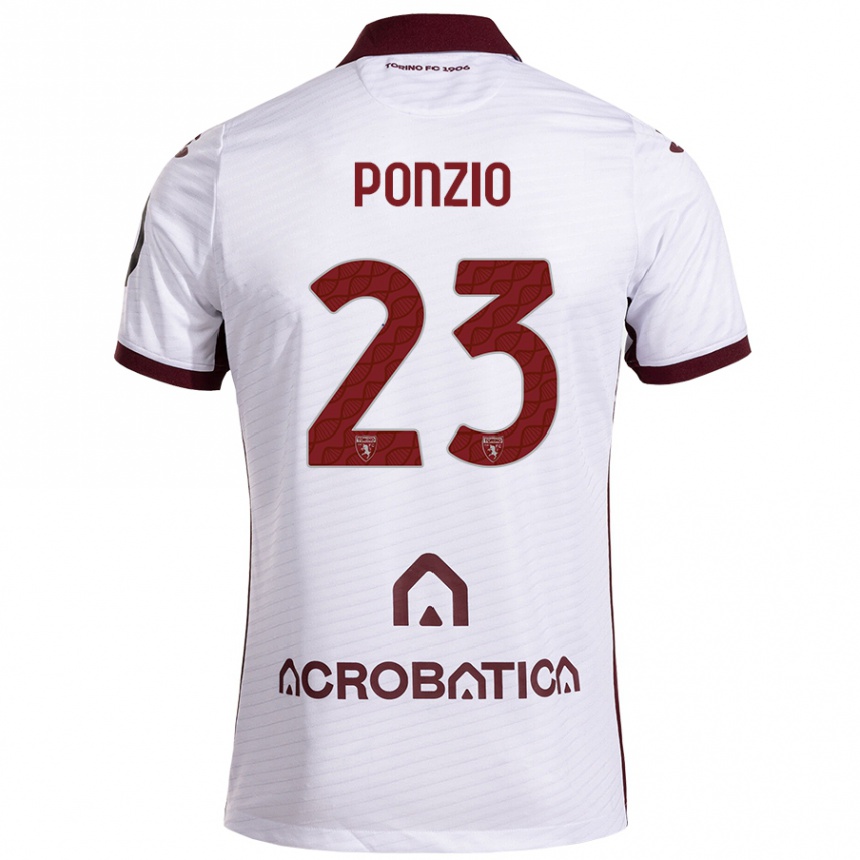 Kids Football Erika Ponzio #23 White Maroon Away Jersey 2024/25 T-Shirt Australia