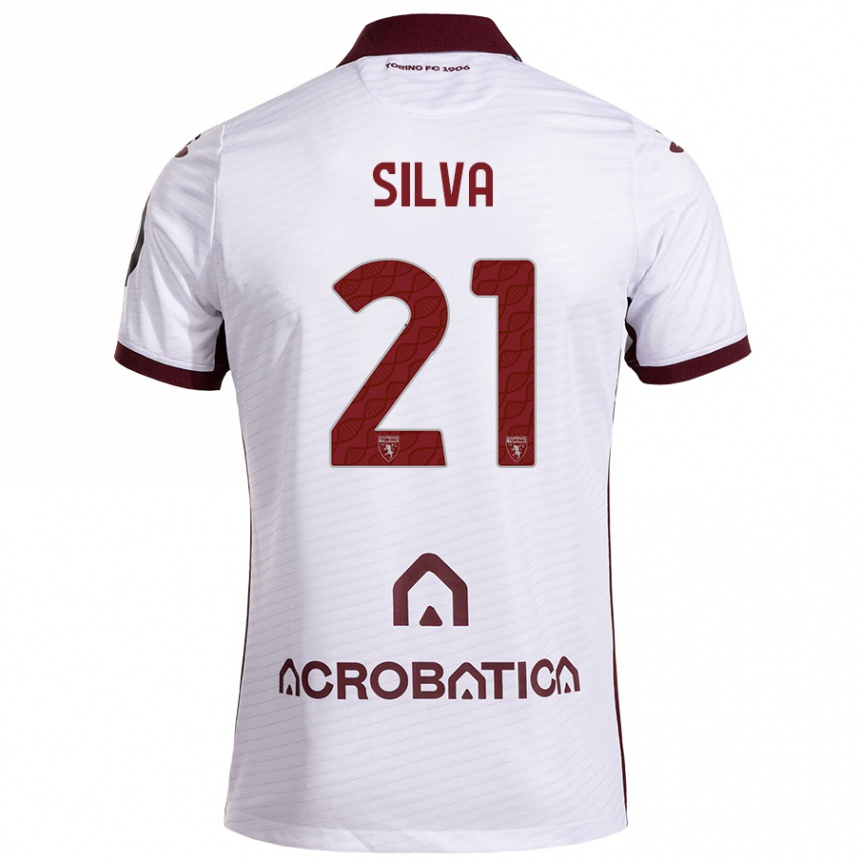 Kids Football Jonathan Silva #21 White Maroon Away Jersey 2024/25 T-Shirt Australia