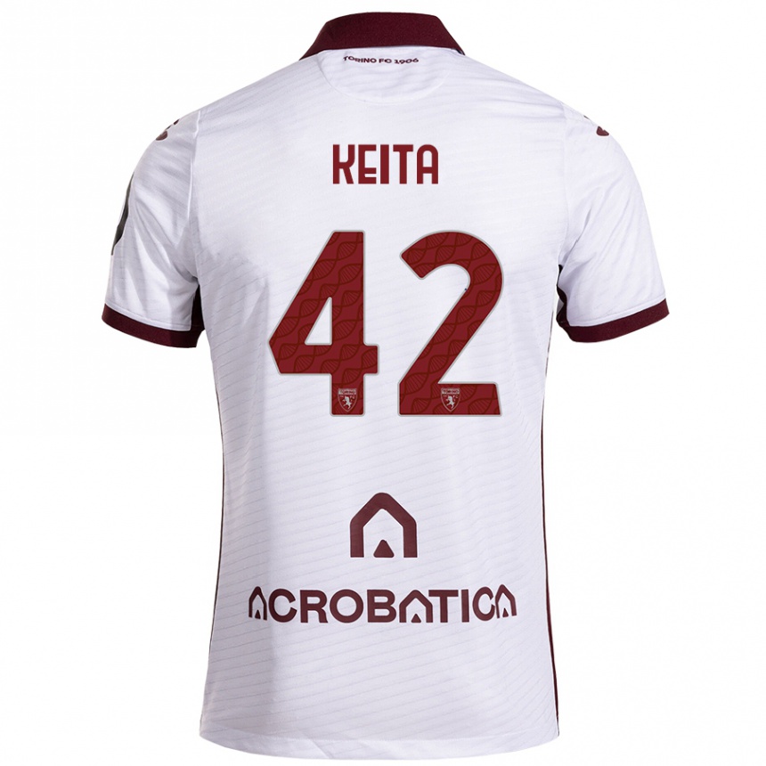 Kids Football Karamoko Keita #42 White Maroon Away Jersey 2024/25 T-Shirt Australia