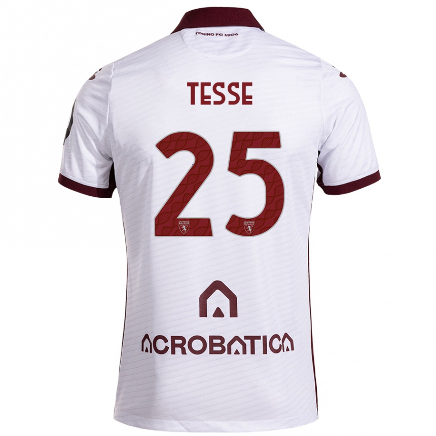 Kids Football Manuela Tesse #25 White Maroon Away Jersey 2024/25 T-Shirt Australia