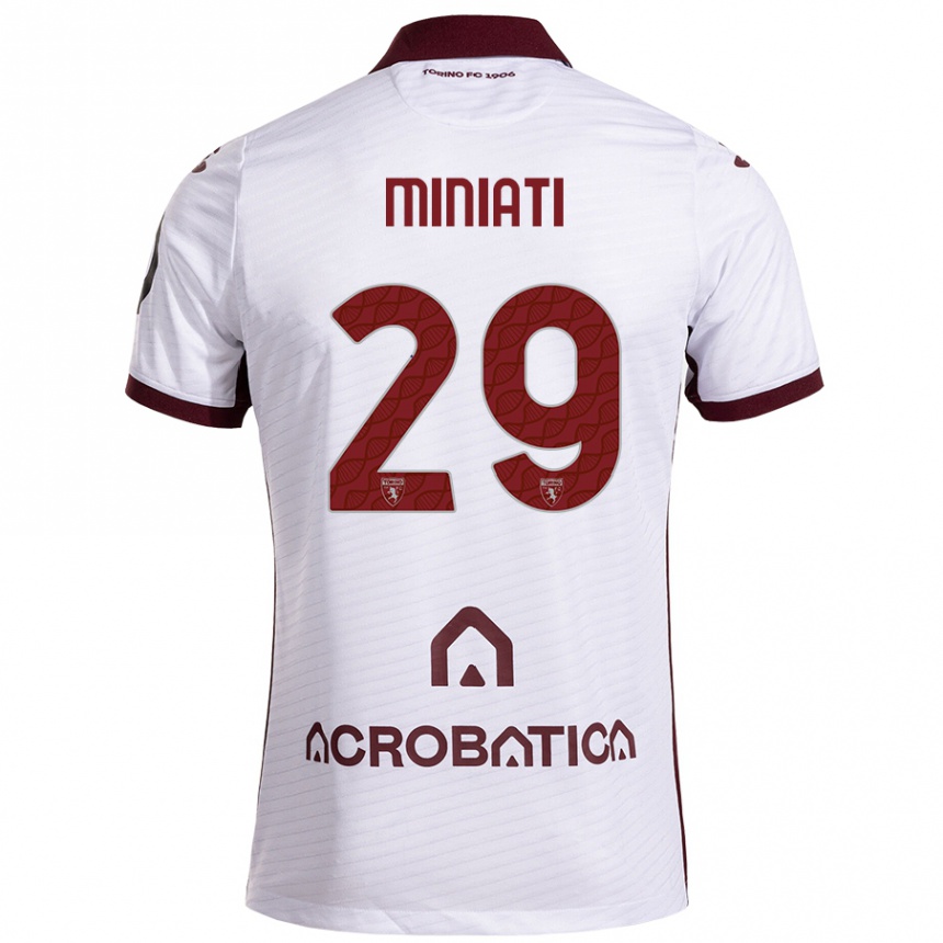 Kids Football Elisa Miniati #29 White Maroon Away Jersey 2024/25 T-Shirt Australia