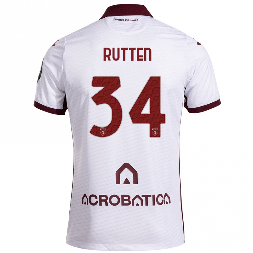 Kids Football Jill Rutten #34 White Maroon Away Jersey 2024/25 T-Shirt Australia