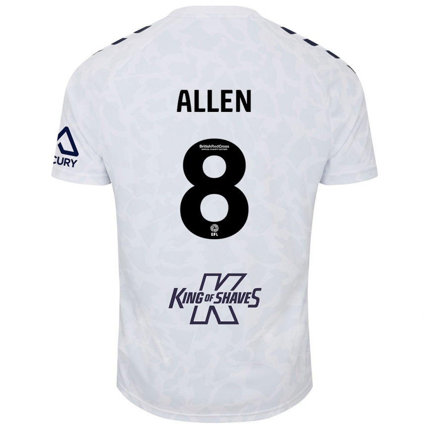 Kids Football Jamie Allen #8 White Away Jersey 2024/25 T-Shirt Australia