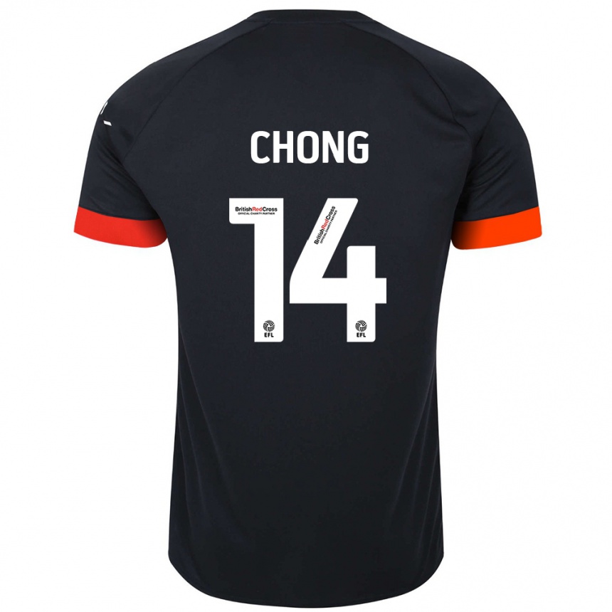 Kids Football Tahith Chong #14 Black Orange Away Jersey 2024/25 T-Shirt Australia