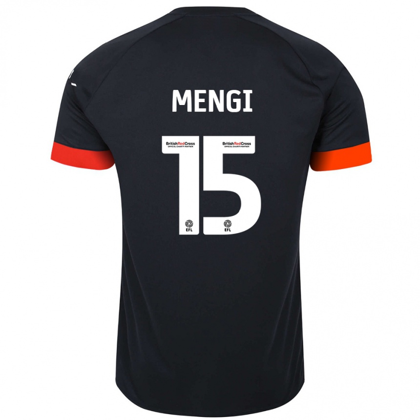 Kids Football Teden Mengi #15 Black Orange Away Jersey 2024/25 T-Shirt Australia