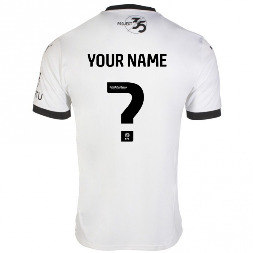 Kids Football Your Name #0 White Black Away Jersey 2024/25 T-Shirt Australia