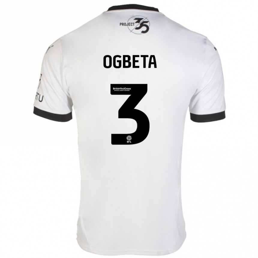 Kids Football Nathanael Ogbeta #3 White Black Away Jersey 2024/25 T-Shirt Australia