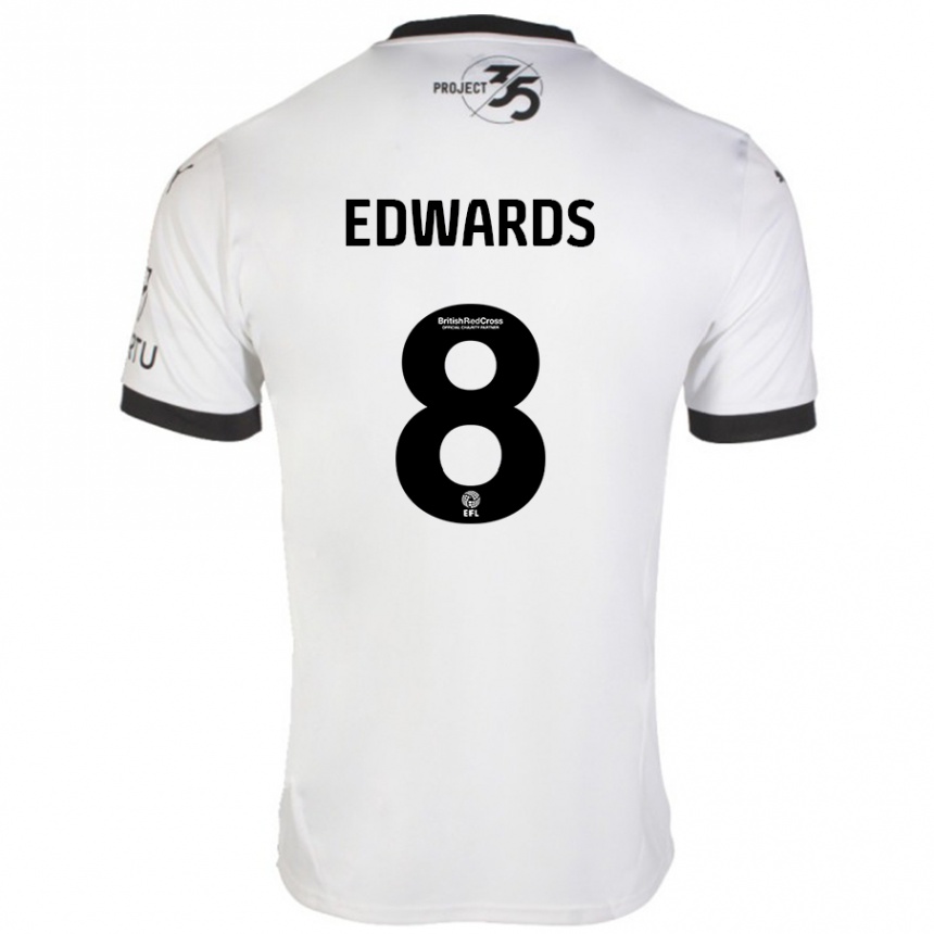 Kids Football Joe Edwards #8 White Black Away Jersey 2024/25 T-Shirt Australia