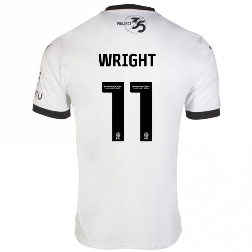 Kids Football Callum Wright #11 White Black Away Jersey 2024/25 T-Shirt Australia