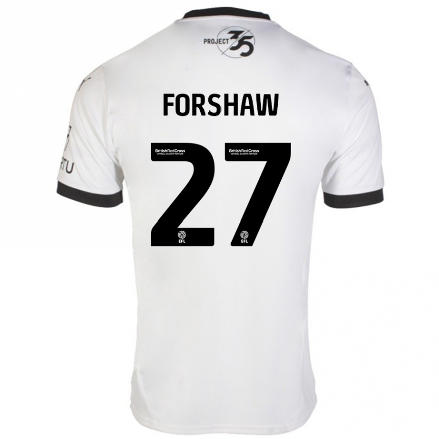 Kids Football Adam Forshaw #27 White Black Away Jersey 2024/25 T-Shirt Australia