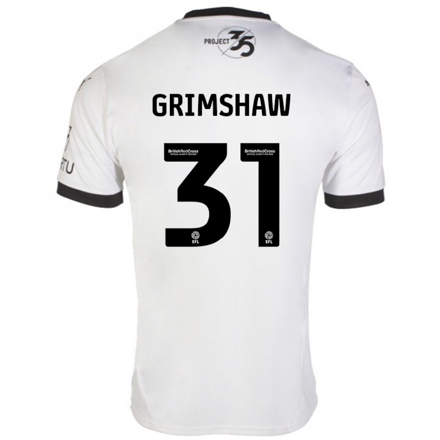 Kids Football Daniel Grimshaw #31 White Black Away Jersey 2024/25 T-Shirt Australia