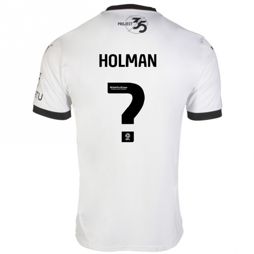 Kids Football Daniel Holman #0 White Black Away Jersey 2024/25 T-Shirt Australia