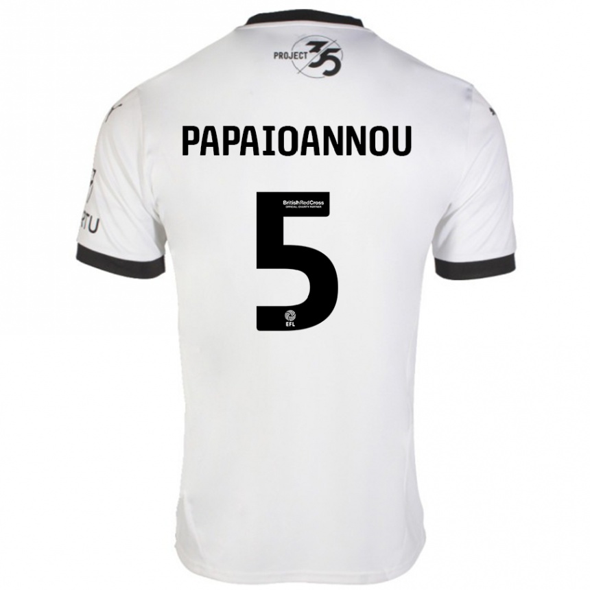 Kids Football Panagiota Papaioannou #5 White Black Away Jersey 2024/25 T-Shirt Australia