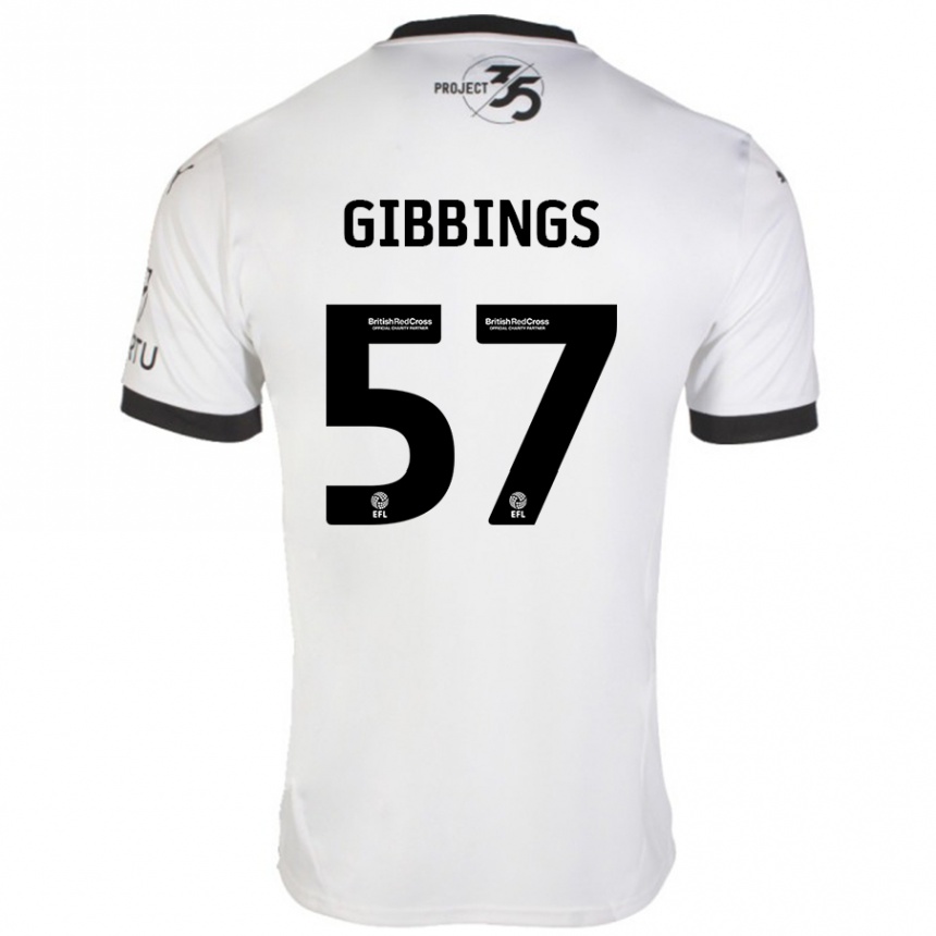 Kids Football Cole Gibbings #57 White Black Away Jersey 2024/25 T-Shirt Australia