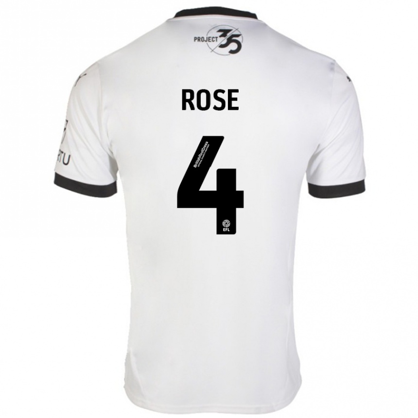 Kids Football Jemma Rose #4 White Black Away Jersey 2024/25 T-Shirt Australia