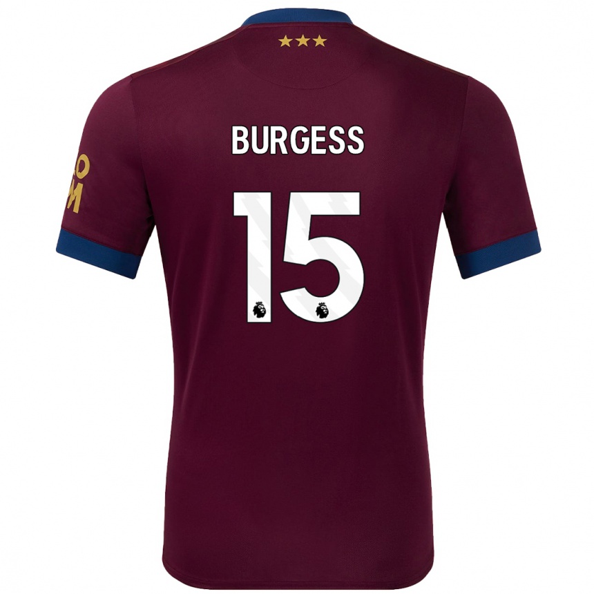 Kids Football Cameron Burgess #15 Brown Away Jersey 2024/25 T-Shirt Australia