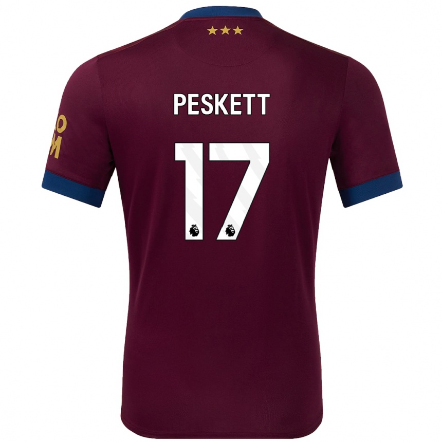 Kids Football Sophie Peskett #17 Brown Away Jersey 2024/25 T-Shirt Australia