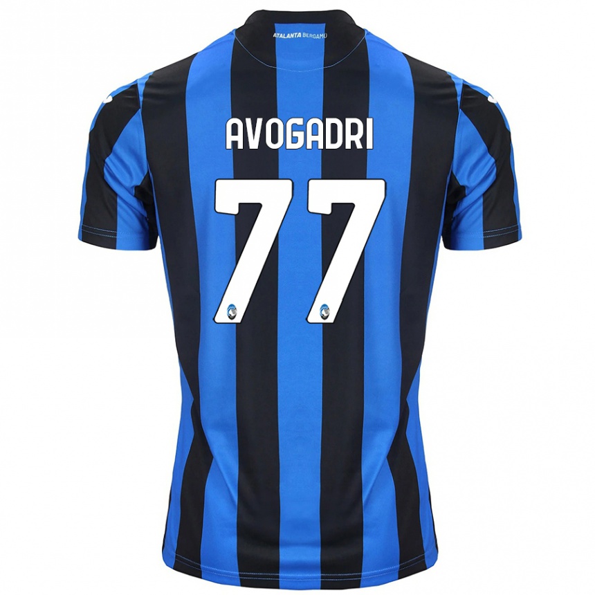 Men Football Lorenzo Avogadri #77 Blue Black Home Jersey 2024/25 T-Shirt Australia