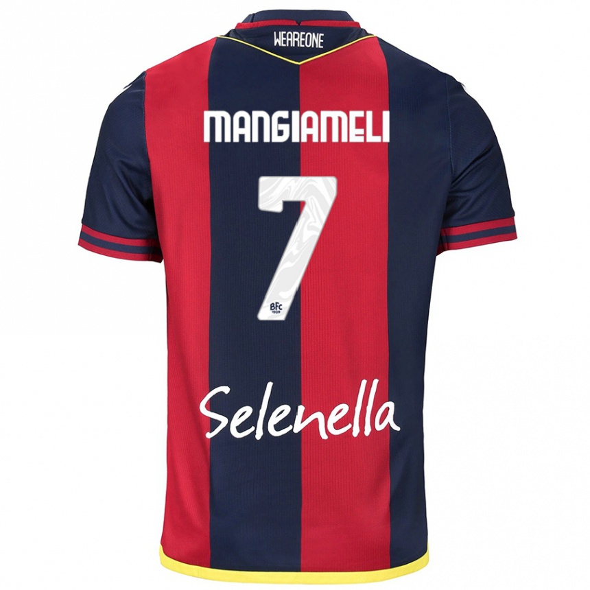 Men Football Federico Mangiameli #7 Red Royal Blue Home Jersey 2024/25 T-Shirt Australia