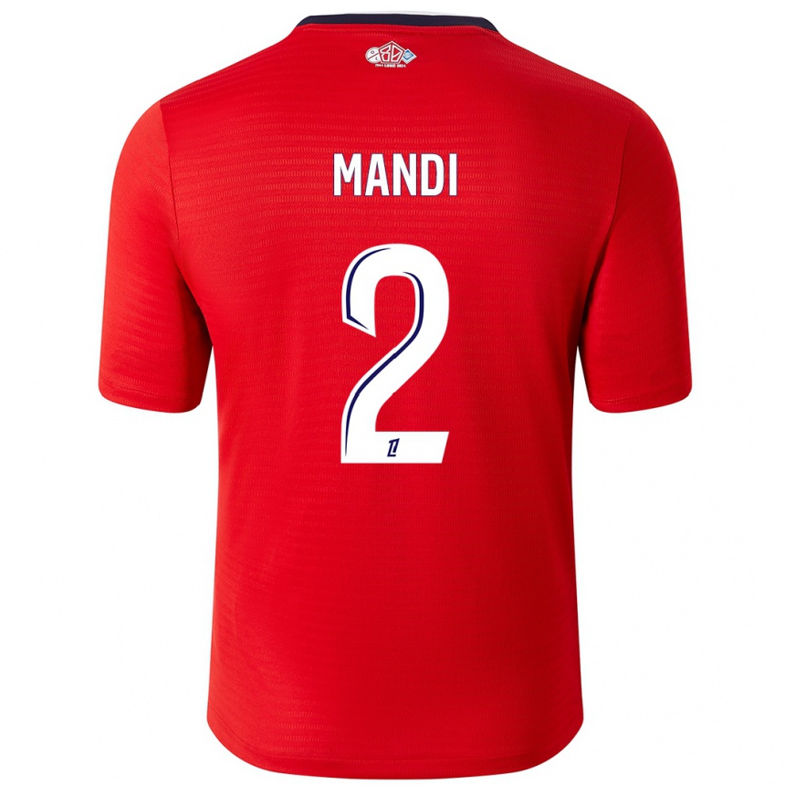 Men Football Aïssa Mandi #2 Red White Home Jersey 2024/25 T-Shirt Australia