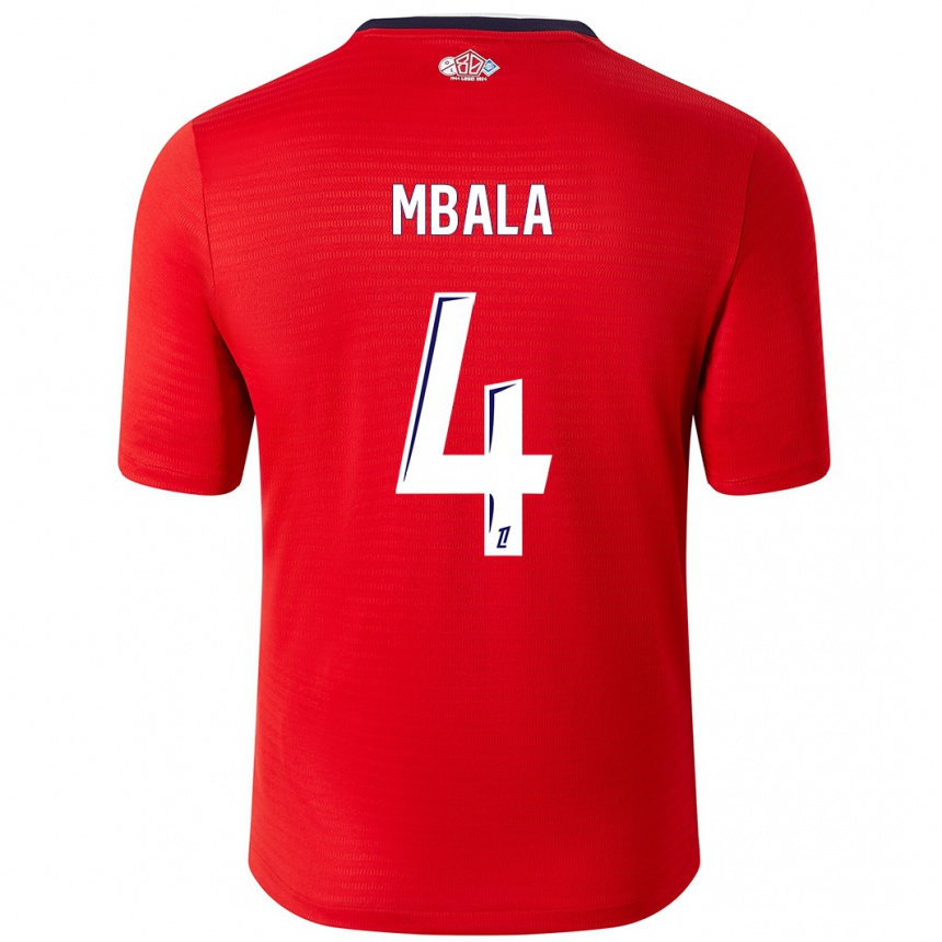 Men Football Olivia Mbala #4 Red White Home Jersey 2024/25 T-Shirt Australia