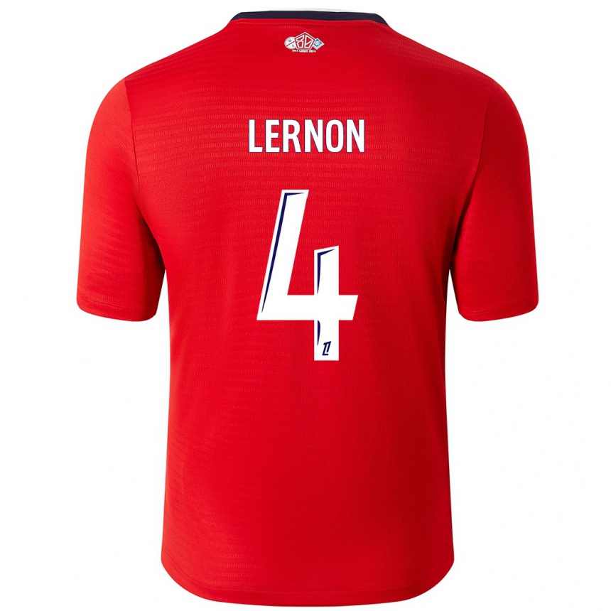 Men Football Jessica Lernon #4 Red White Home Jersey 2024/25 T-Shirt Australia