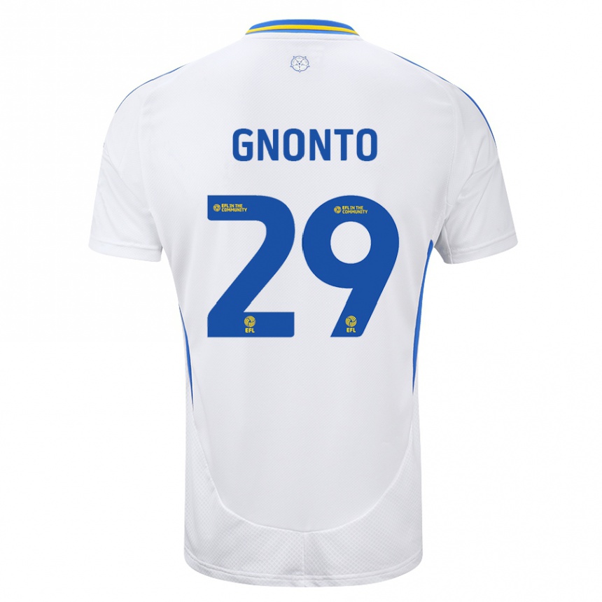 Men Football Wilfried Gnonto #29 White Blue Home Jersey 2024/25 T-Shirt Australia