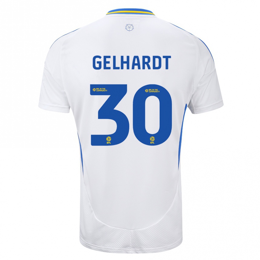 Men Football Joe Gelhardt #30 White Blue Home Jersey 2024/25 T-Shirt Australia