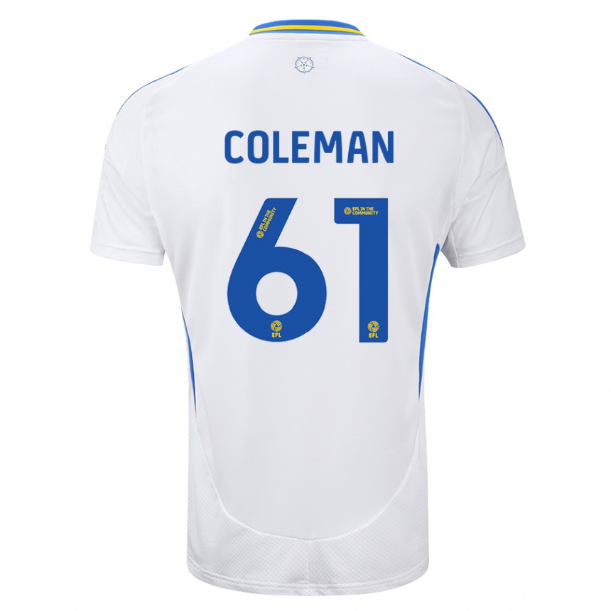 Men Football Cian Coleman #61 White Blue Home Jersey 2024/25 T-Shirt Australia