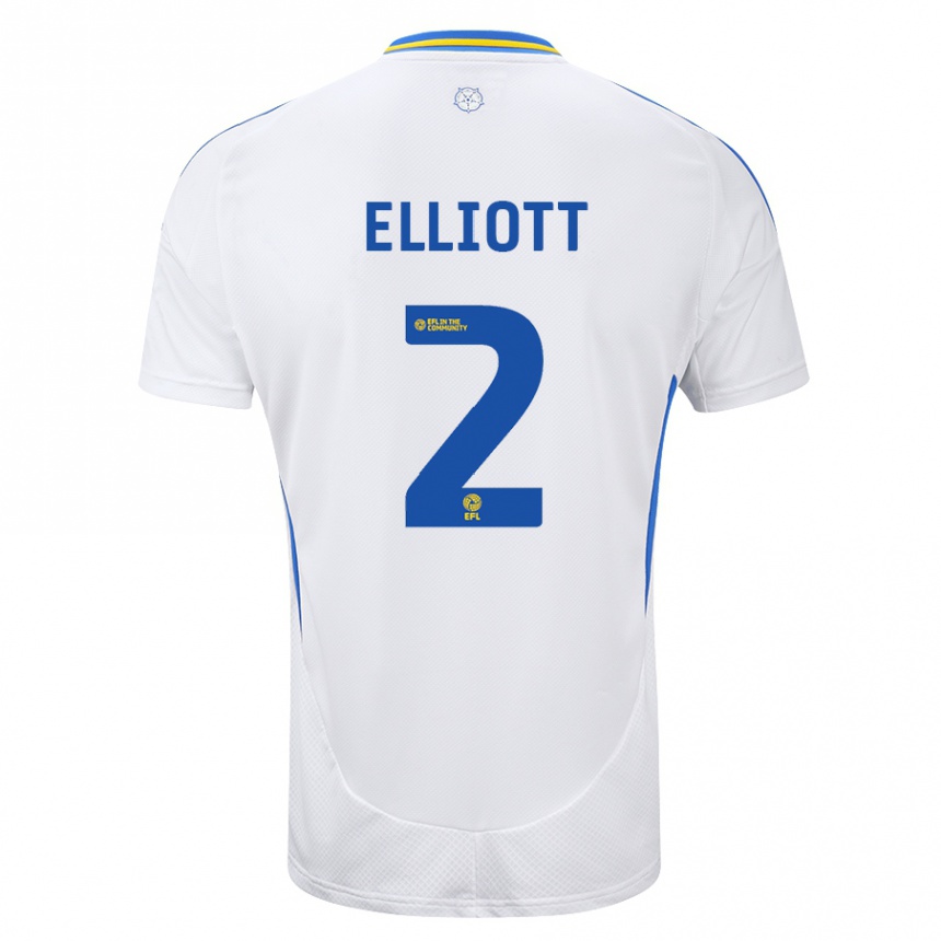 Men Football Izzy Elliott #2 White Blue Home Jersey 2024/25 T-Shirt Australia