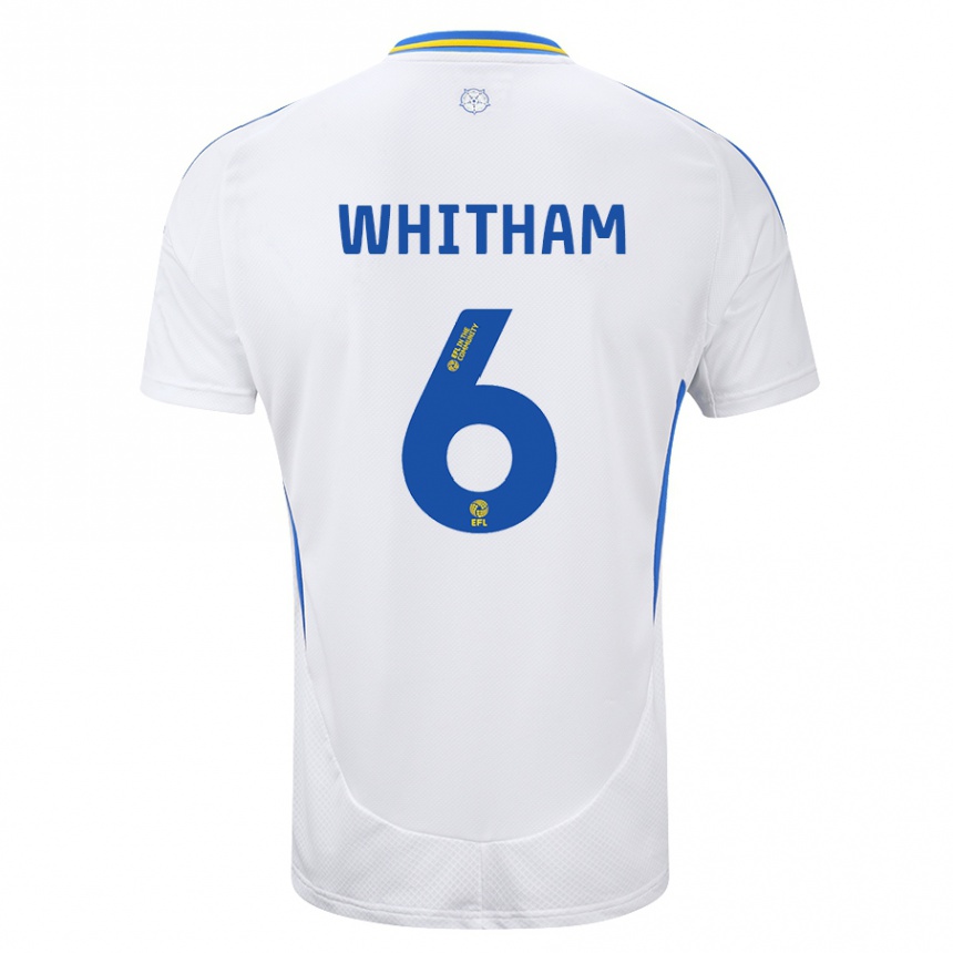 Men Football Danielle Whitham #6 White Blue Home Jersey 2024/25 T-Shirt Australia