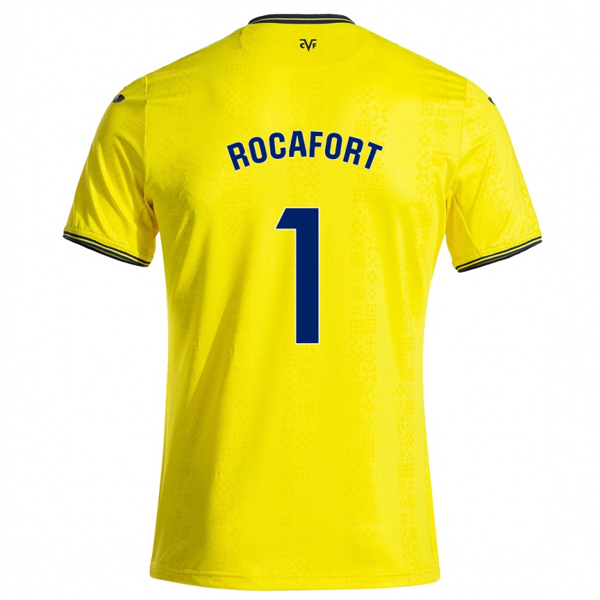 Men Football Rodrigo Rocafort #1 Yellow Black Home Jersey 2024/25 T-Shirt Australia