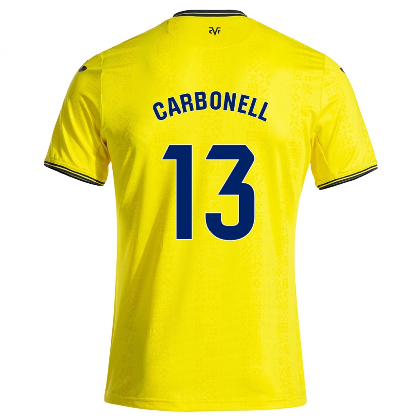 Men Football Carmen Carbonell #13 Yellow Black Home Jersey 2024/25 T-Shirt Australia