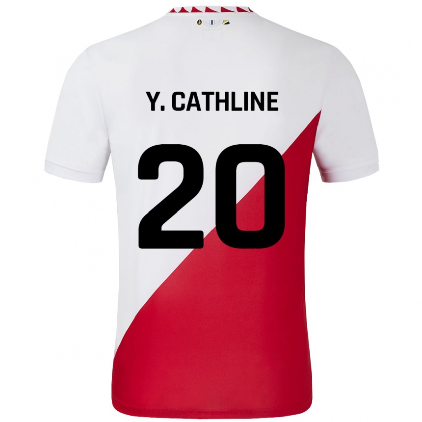 Men Football Yoann Cathline #20 White Red Home Jersey 2024/25 T-Shirt Australia