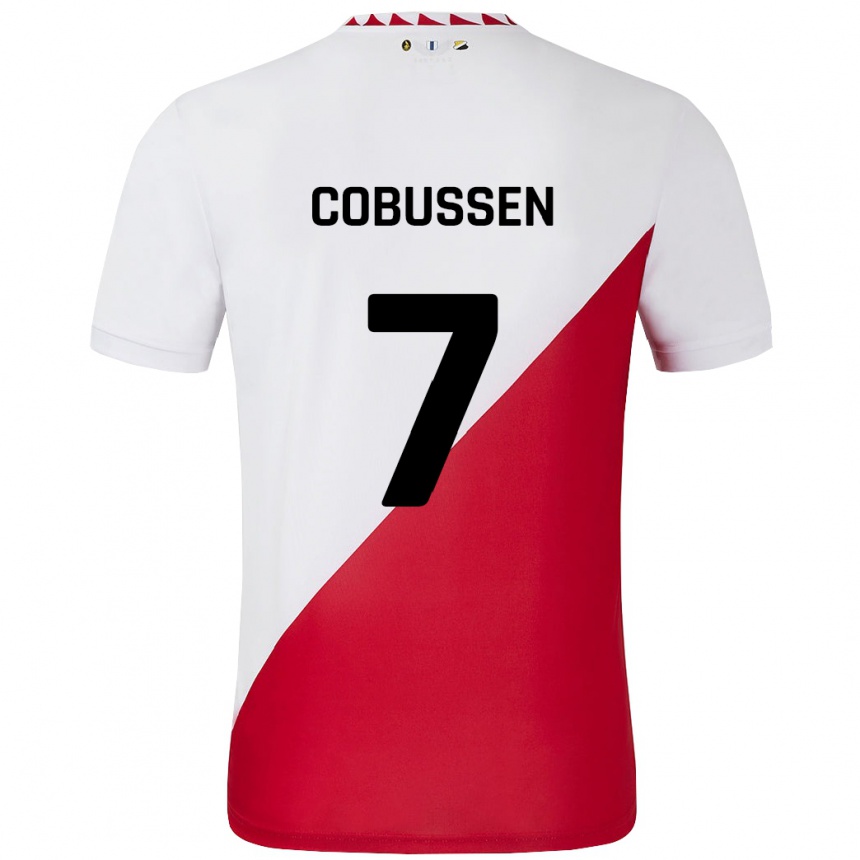 Men Football Sophie Cobussen #7 White Red Home Jersey 2024/25 T-Shirt Australia